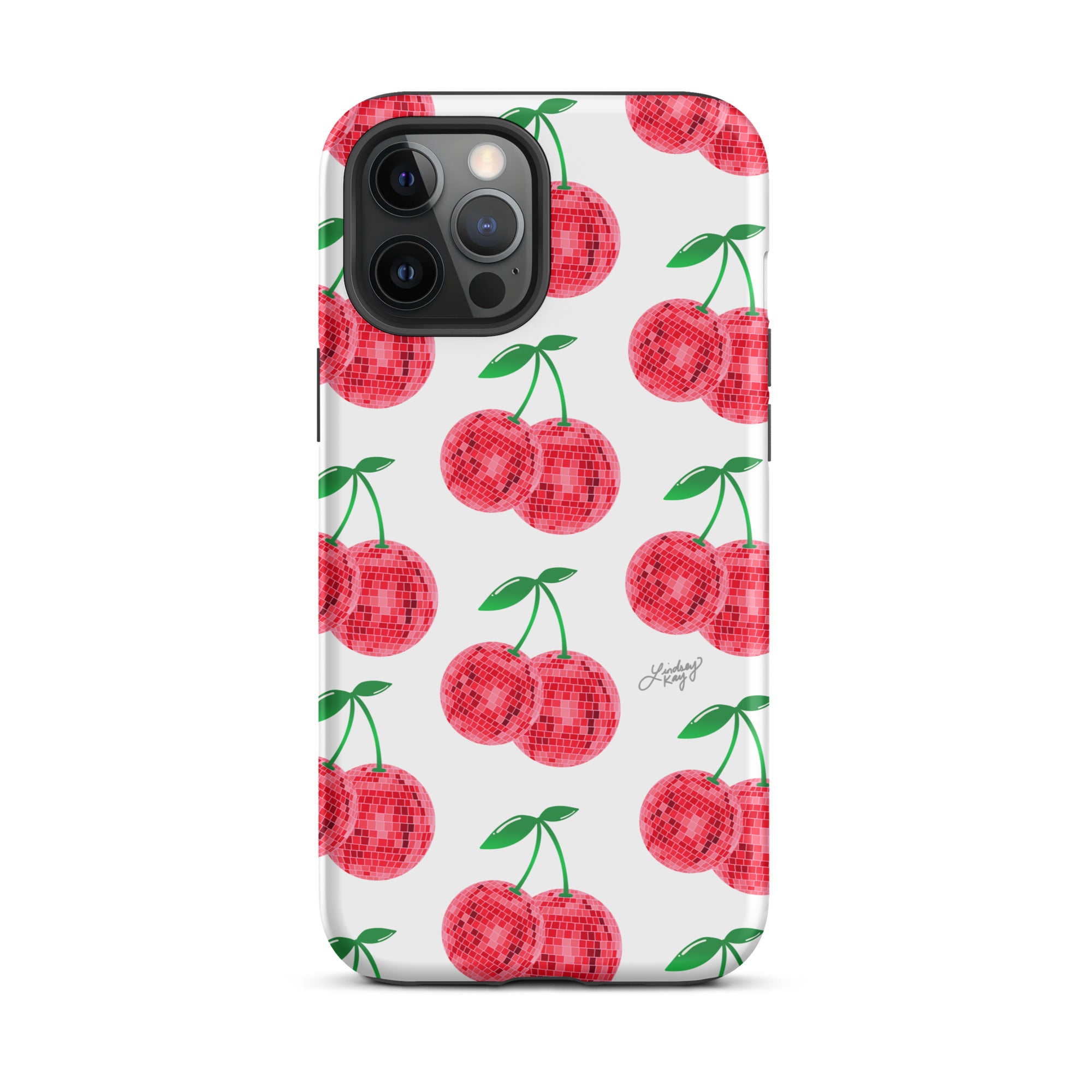 Patrón de cerezas disco rojas - Funda resistente para iPhone®